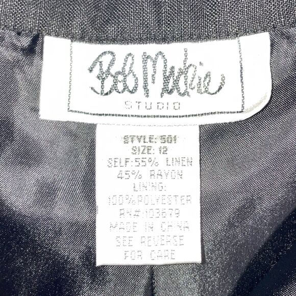 Vintage Y2K Bob Mackie Studio Black Linen Blend Pants Floral Appliqué Size 12 - Picture 6 of 11